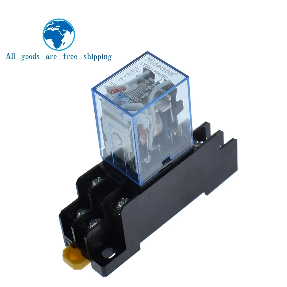 

TZT 12V 24V DC 110V 220V AC Coil Power Relay LY2NJ DPDT 8 Pin HH62P JQX-13F With Socket Base OK