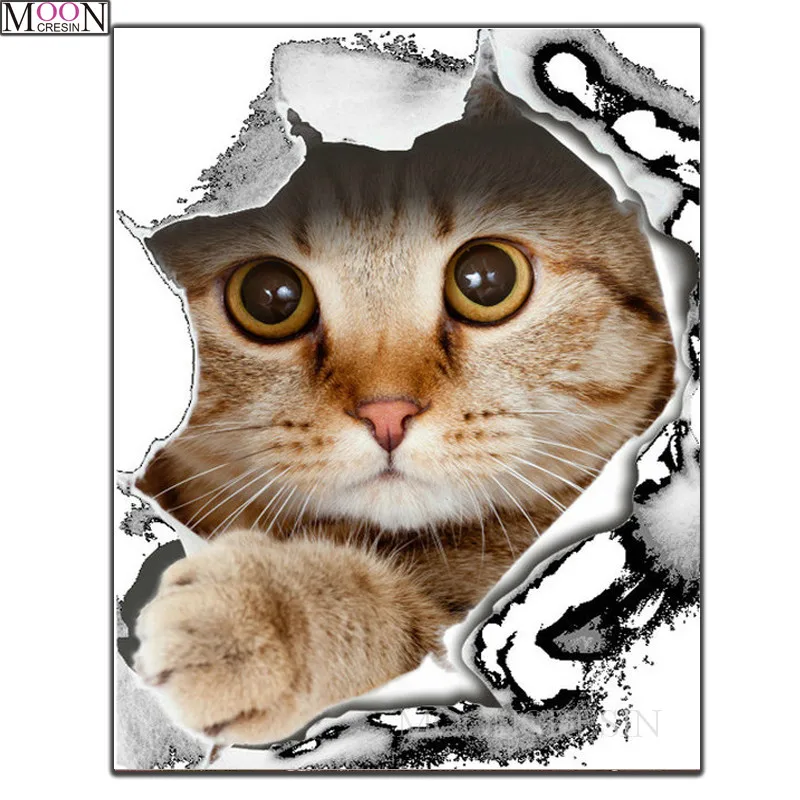

MOONCRES DIY Diamond Painting Cross Stitch Hidden Cat Diamond Embroidery Square Drill Diamond Mosaic Needlework Home Decor Gifts