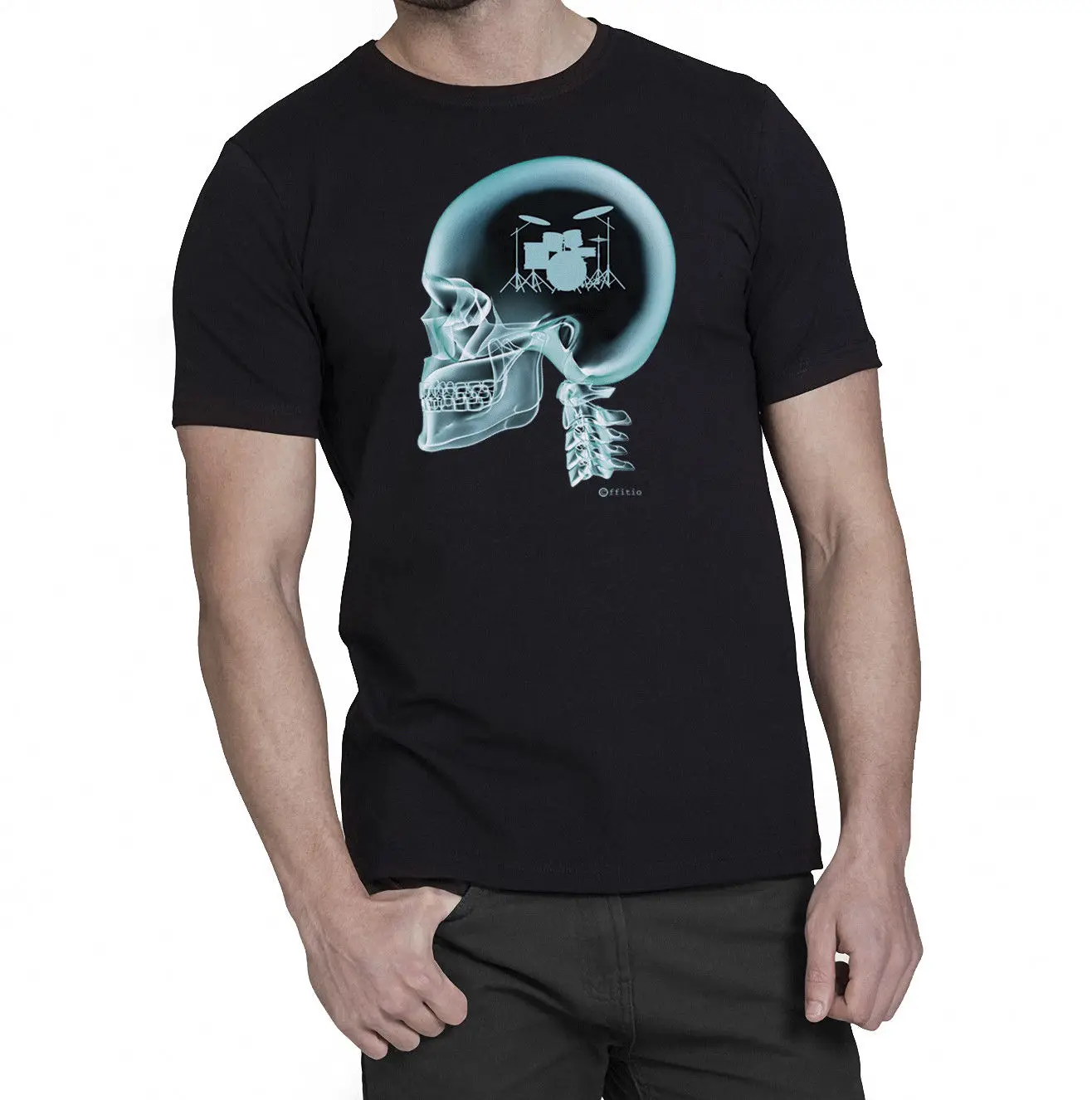 

Drumming On The Brain X-Ray Mens Drummer Gift T-Shirt