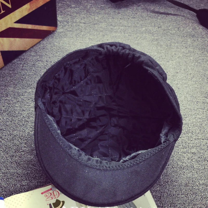 Korea Fashion Cat Ear Octagonal Cap for Women Solid Plain Woolen Felt Cap Autumn Winter Artist Painter Beret Hat