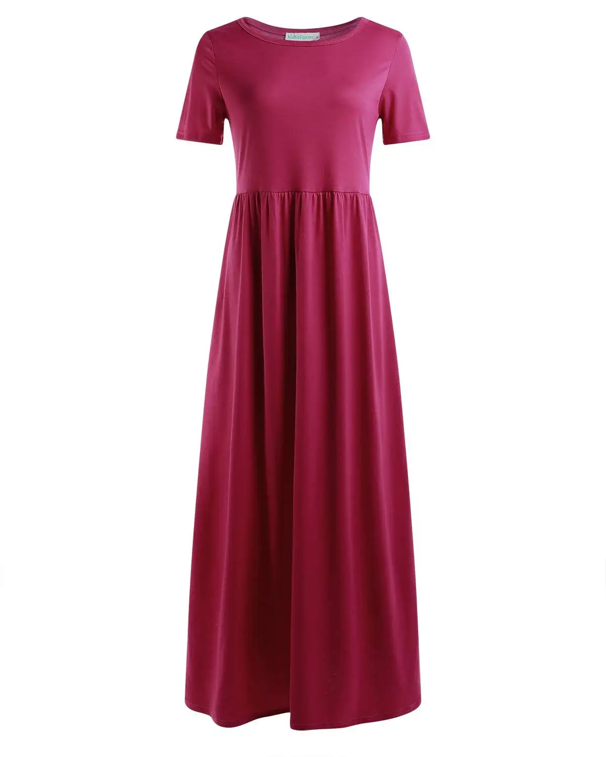 ZANZEA, летние женские макси длинные платья, повседневное свободное одноцветное платье с круглым вырезом размера плюс, короткие рукава, высокая талия, вечерние платья, Vestido - Цвет: Красный