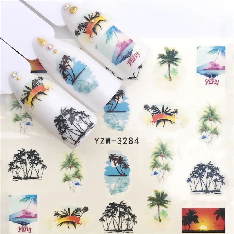 

1 Sheet Summer Marine Life Nordic Plant Water Decal Sticker For Nail Pattern Painting Wrap Paper Foil Tip Tattoo Manicure Slider
