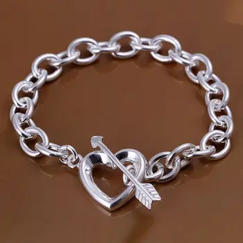 

LKNSPCH034 925 sterling silver bracelet, 925 sterling silver fashion jewelry Arrow through Heart Bracelet /acaaitha bgmajxta