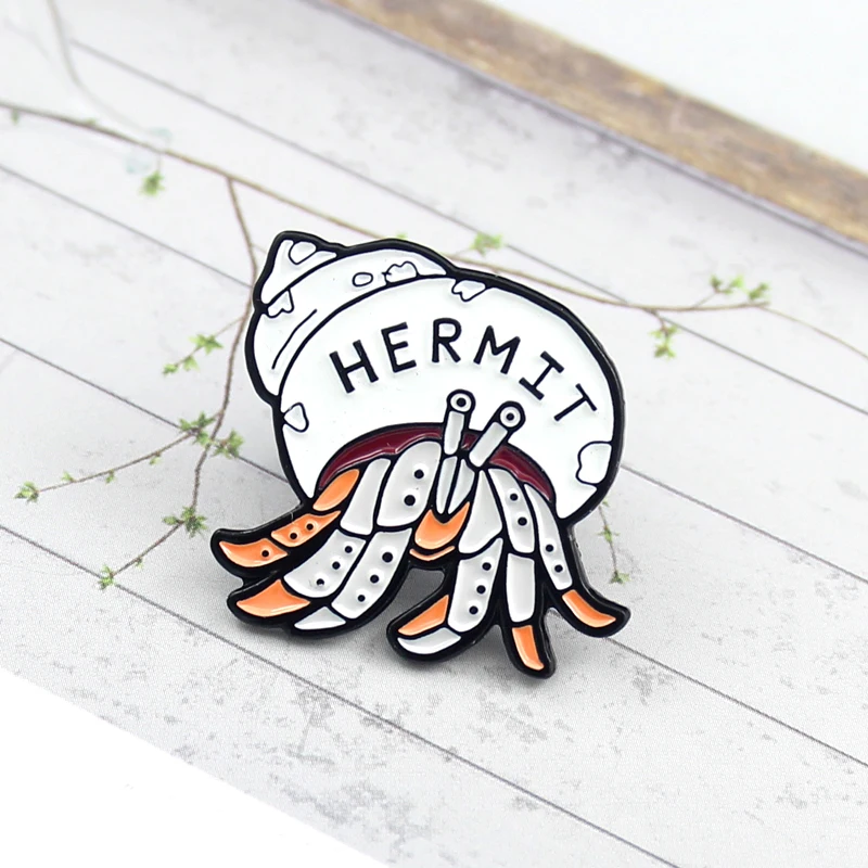 

New crab carrying snail brooch HERMIT marine animal badge child cute fun brooch denim clothing pendant jewelry gift