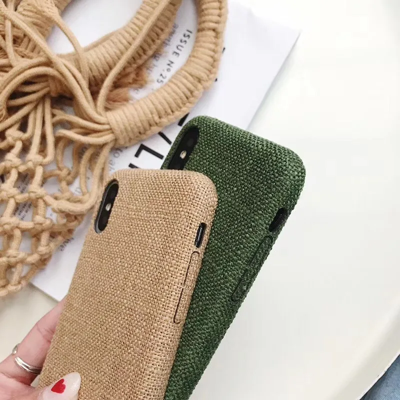 LUDI Vinatge Canvas Cloth Phone Case for iPhone 7 Cases Soft Fabric Texture Solid Color Fundas Capas for iPhone X 6 6S 7 8 Plus 02