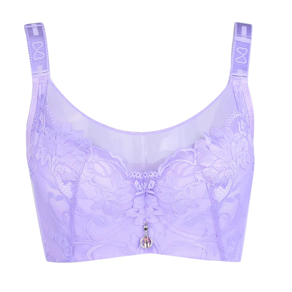 Lavender purple Большой Бюстгальтер 115E Увеличение Плюс удобрение собрать нижнее белье большого размера бюстгальтер жира мм200 кг тонкий раздел регулировки тип сексуальный кружевной бюстгальтер - Цвет: Lavender purple