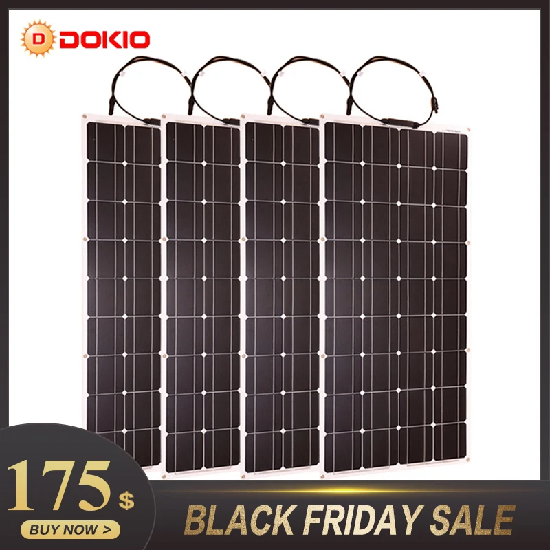 Dokio 4PCS 8PCS Solar Panel 100W Monocrystalline Solar Cell Flexible for Car/Yacht/Steamship 12V 24 Volt 100 Watt Solar Battery