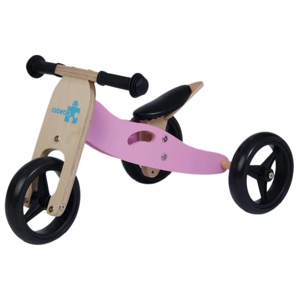 labebe Kid's Balance Bike, 2 in 1 Pink Balance Bike with Adjustable