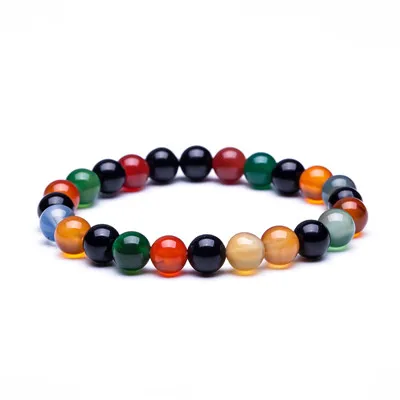 Natural Stone Beads Bracelets High Quality Tiger Eye Buddha Lava Round Beads Elasticity Rope Bracelets for women& men jewelry - Окраска металла: 09