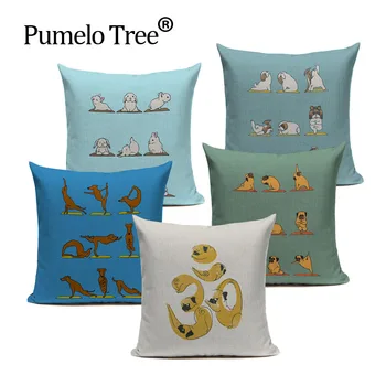 

Pug Dog Rabbit Yoga Cushion Cute Cover Sleep Dog Throw Pillow Cover Animal Cushion Cover Sofa Decoratove Pillow Case Custom