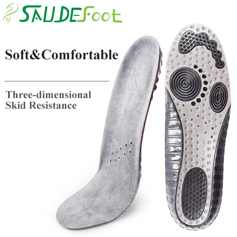 

Saudefoot Sport Insoles 3D Gel Skid Resistance Shock Absorption Heel Riser Vent with U Shape Design Soft Shoes Pads