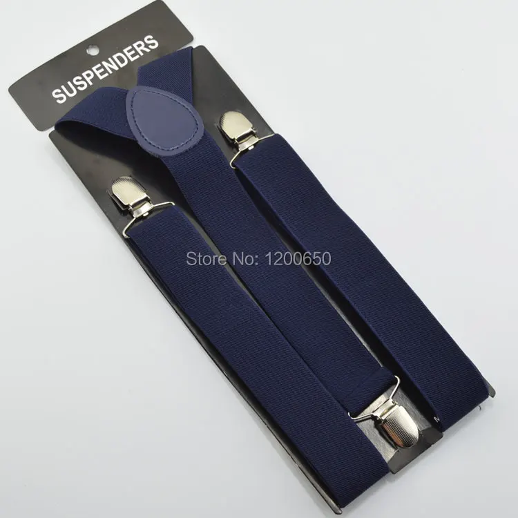 

120cm Men's Unisex Clip-on Braces Elastic 3.5cm Wide navy blue larger Suspenders Y-back Suspender Wholesale & Retail