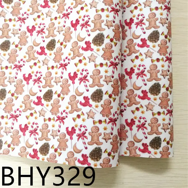 

Free shipping 7.6*12inch cartoon Christmas print synthetic leather fabric for DIY accessories BHY328