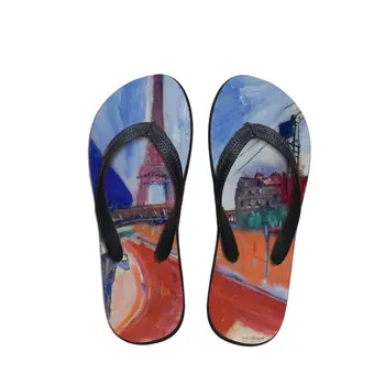 

Comfort Man Flip Flops Beach Anti-slip Sandals Casual Anti-Slip Unisex Flat Outside Shoes Ballet Oil Painting Print Slipper