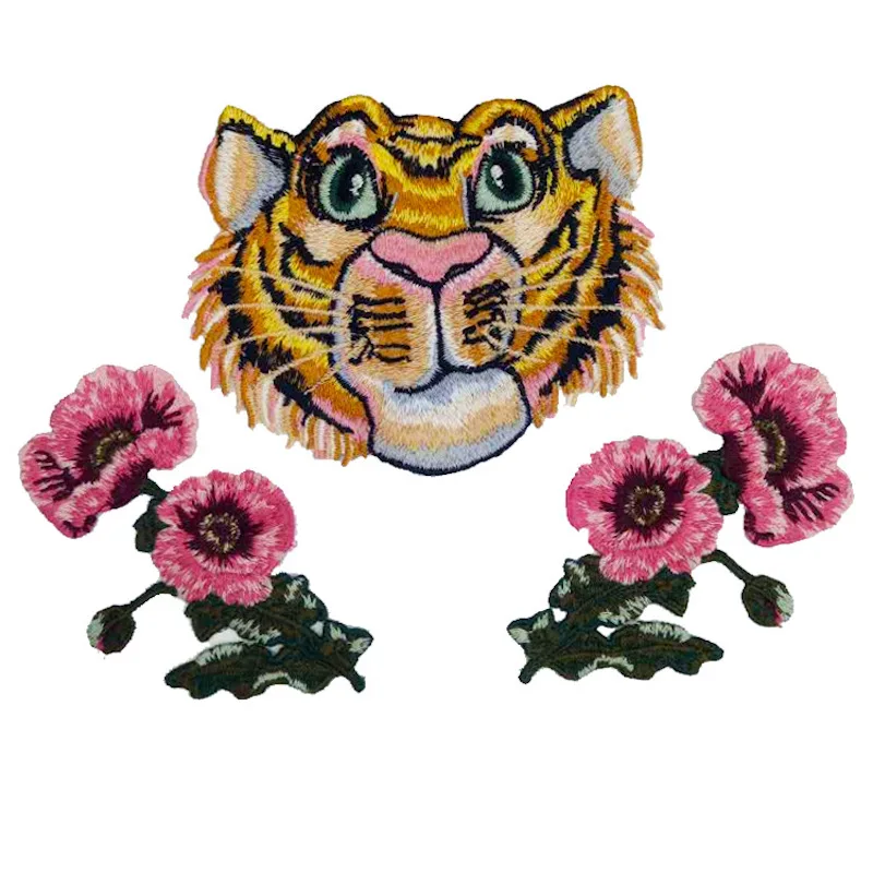 

3Pcs/set Cute Tiger with Flowers Sewing on Patches for Clothes DIY Garment Applique Embroidery Patches LSHB738