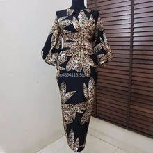 Африканские платья для женщин Новые африканские эластичные Базен мешковатые брюки рок стиль Дашики рукав платье для леди африканская одежда