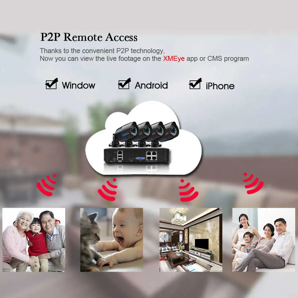 Система видеонаблюдения BESDER PoE 720P МП 4 канала 15 В NVR 2/4 IP камеры|poe cctv kit|poe cctvkit kits |
