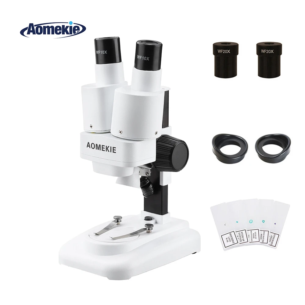 

AOMEKIE 20X/40X Binocular Stereo Microscope Top LED Illumination PCB Solder Specimen Watch Kids Science Educational with Slides