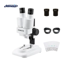 AOMEKIE 20X/40X Binocular Stereo Microscope Top LED Illumination PCB Solder Specimen Watch Kids Science Educational with Slides 20x 40x sector base binocular stereo microscope pcb microscope cell phone mobile phone repair with top and bottom led light