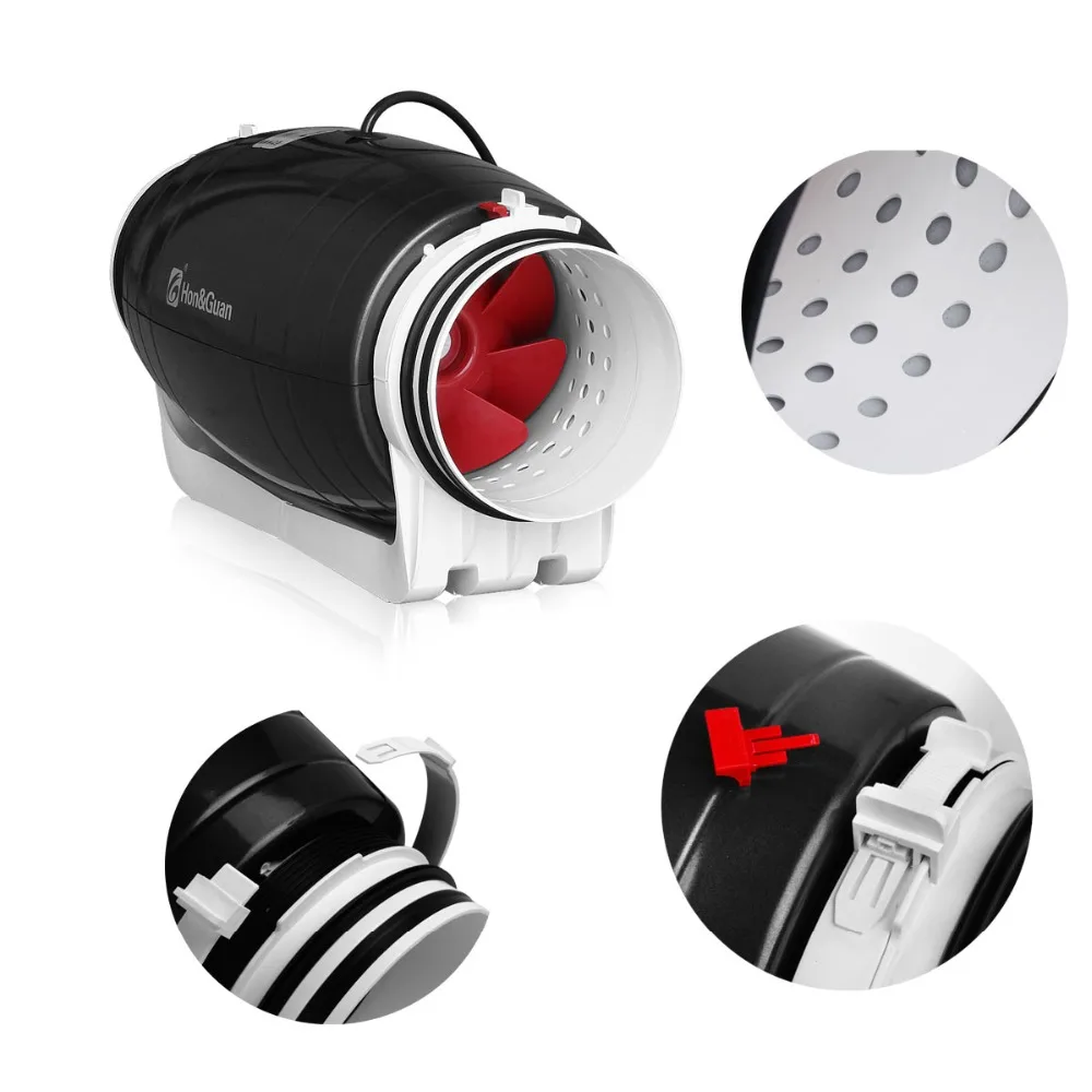 6''Ultra Silent Inline Fan Ventilator Ducted Exhaust Fan Mixed-flow Hydroponic Extractor for Home Kitchen Ventilation System