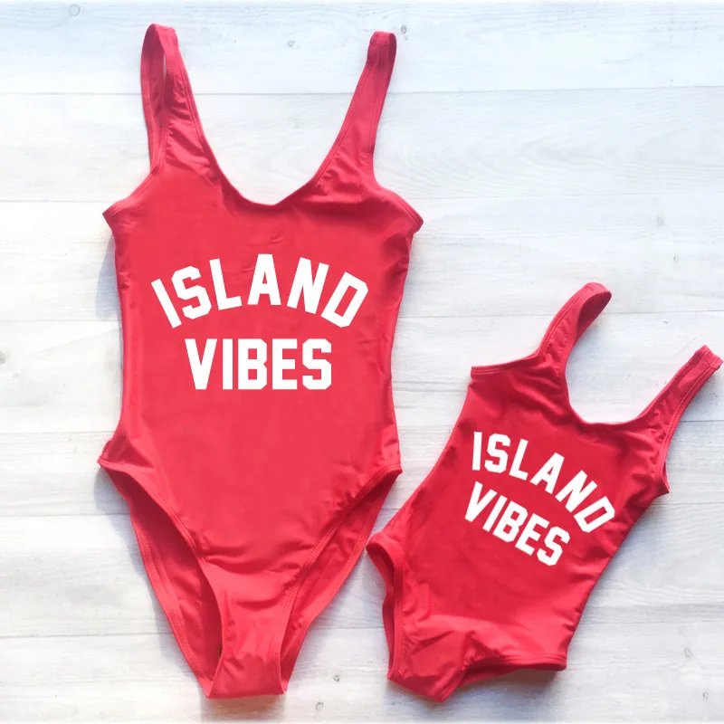Island Vibes для родителей и ребенка мама дочь подарок купальный костюм с буквенным