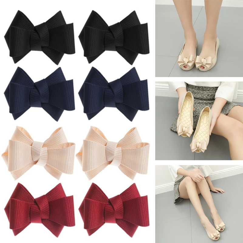 

Fashion New 2 Pcs Women Girls Bowknot Patches Shoe Decoration Accessories Embroidery 4 Colors