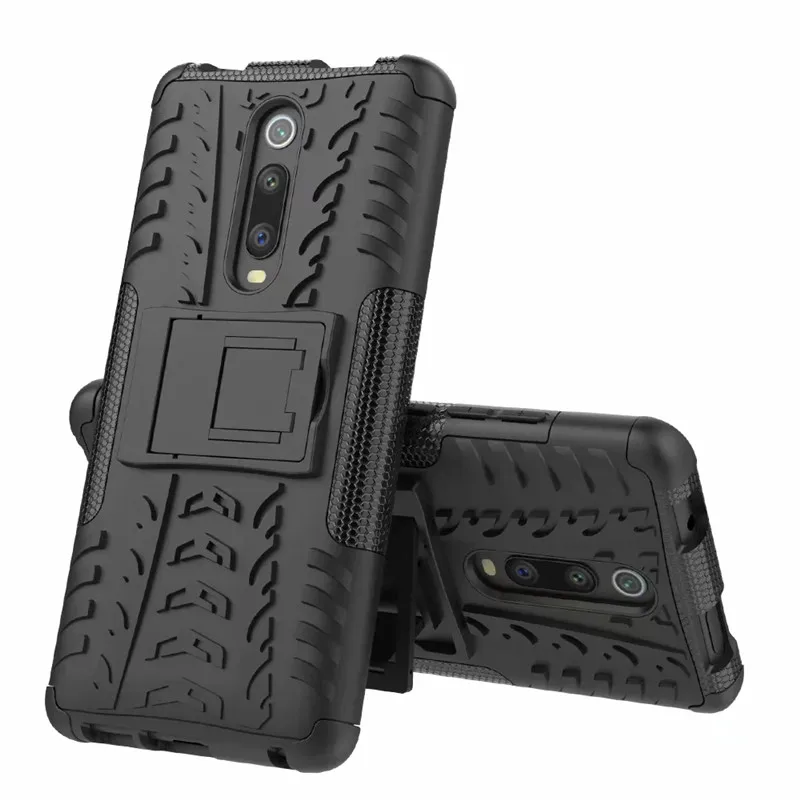 360 полная защитная обшивка чехол-подставка для Xiaomi mi 9T Red mi K20 Pro Мягкая силиконовая жесткая задняя крышка для Xaio mi Red mi K20 Pro mi-9 T - Цвет: Black