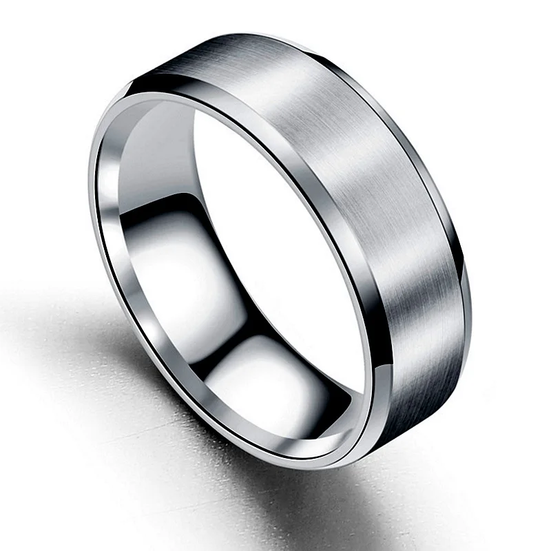 8mm Wide Stainless Steel Ring for Men-3