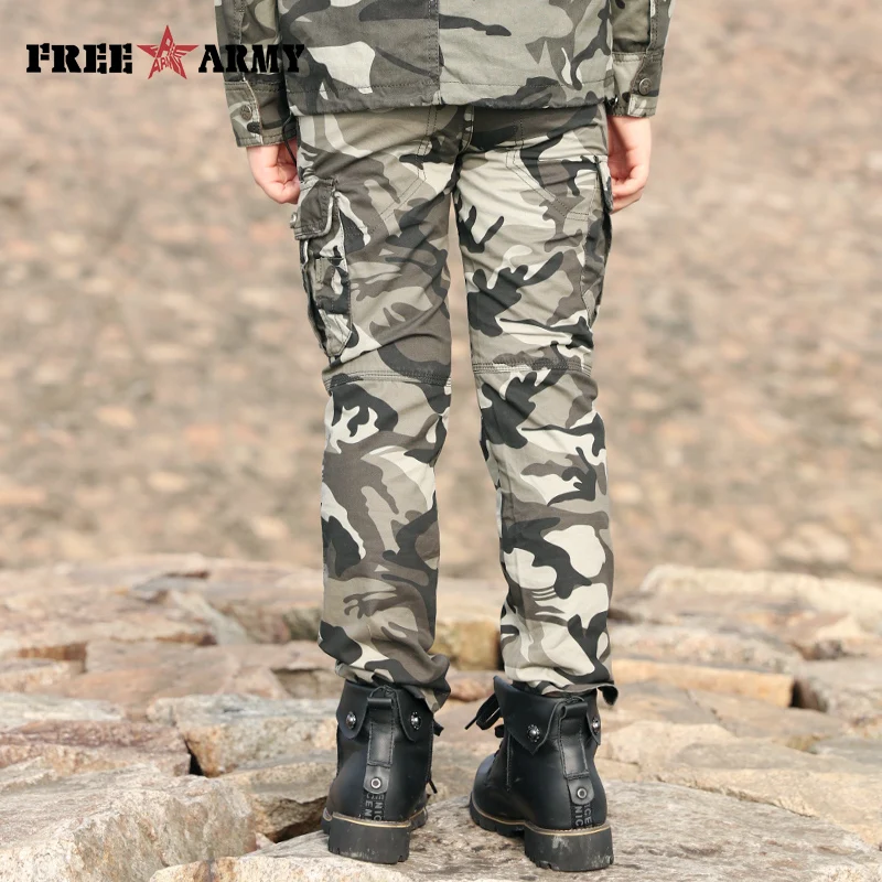 Осенний комбинезон для мальчиков зимние Хлопковые Штаны камуфляжная спортивная