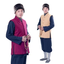 Высококачественный зимний шерстяной жилет в стиле буддийского монаха, теплый халат, костюм кунг-фу шаолина