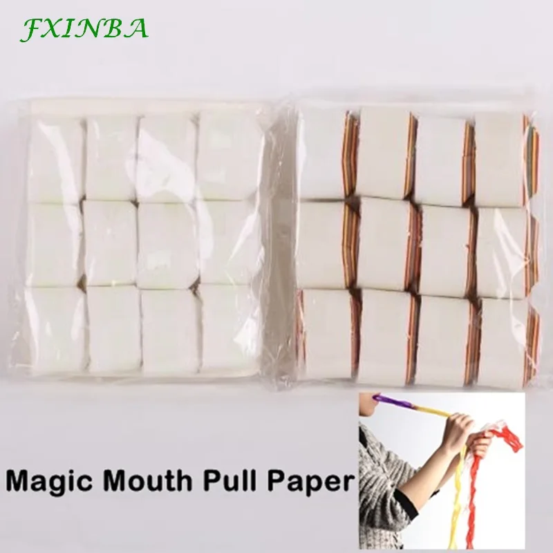 

FXINBA 12Pcs/Set Mouth Pull Paper Mouth Coils Ribbon Magic Tricks Props Easy Magic Trick For Professional Magicians Prank Tricks