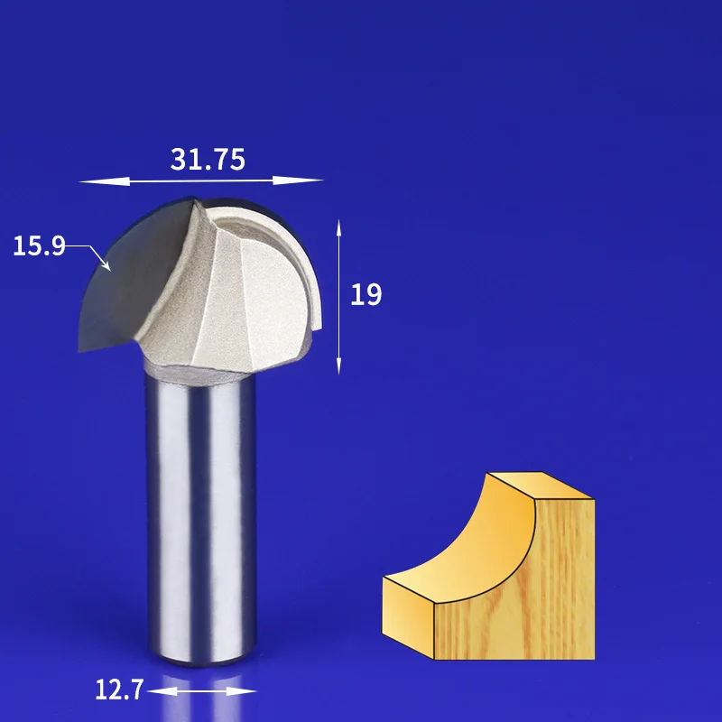 1 шт.-12,7 мм 6,35 мм, ЧПУ Концевая мельница, фрезерный станок по дереву, деревообрабатывающий фрезерный станок, деревообрабатывающий инструмент, 3D Круглый нижний гравировальный станок - Длина режущей кромки: 12.7mm x 31.75mm
