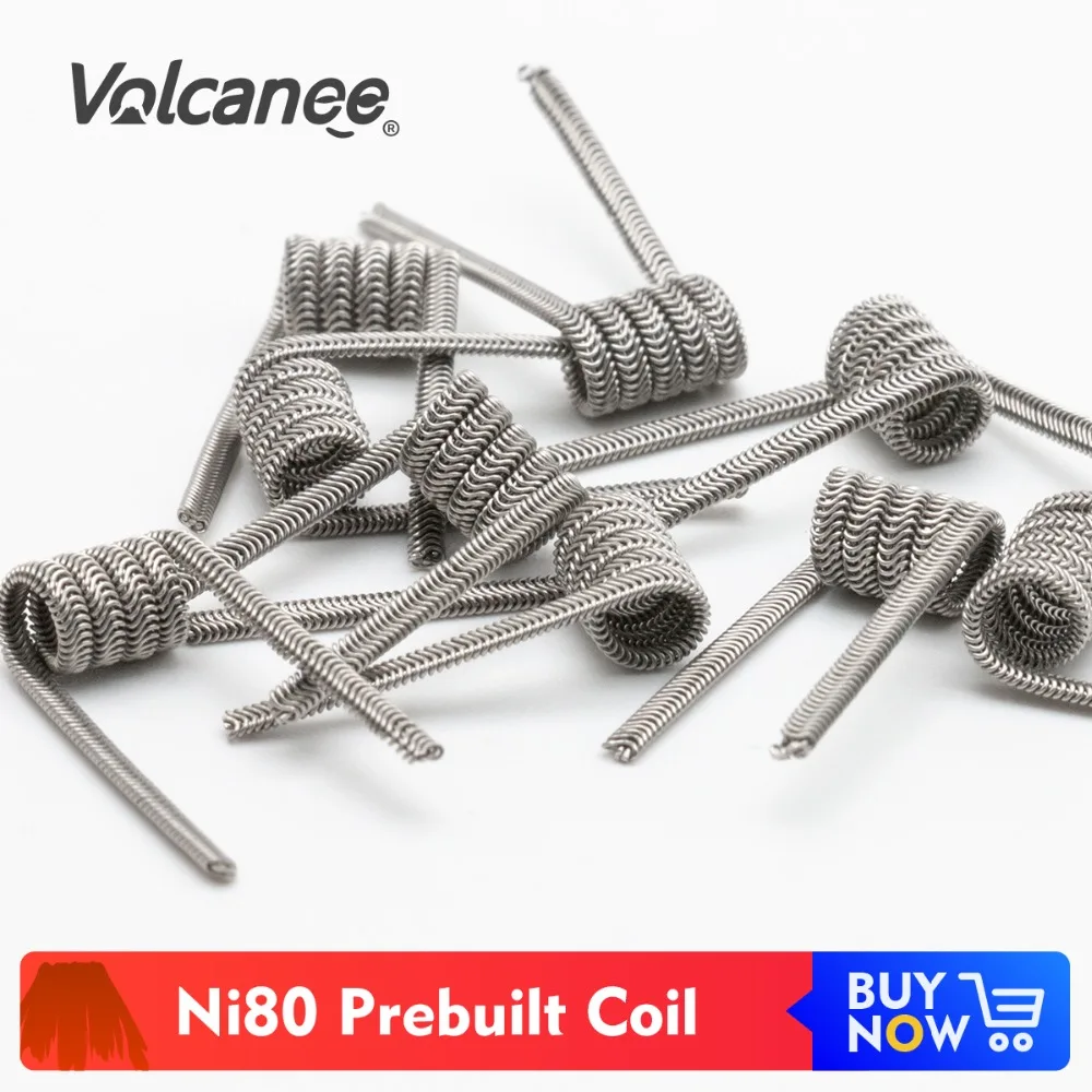 Volcanee Ni80 готовые катушки чужой V2 параллельно Fused Clapton Coil готовых для Зевса RTA атомайзер Vape "сделай сам"(10 шт./упак