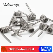 Bobina Volcanee Ni80 prefabricada Alien V2 paralelo Clapton fundido bobina prefabricada para atomizador RTA zeus Vape DIY (10 unids/pack)