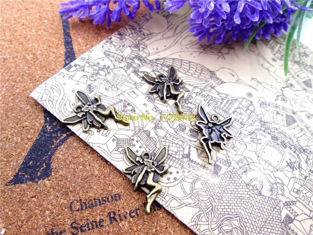 

30pcs- small fairy Charms bronze tone fairy charm pendants 22x15mm