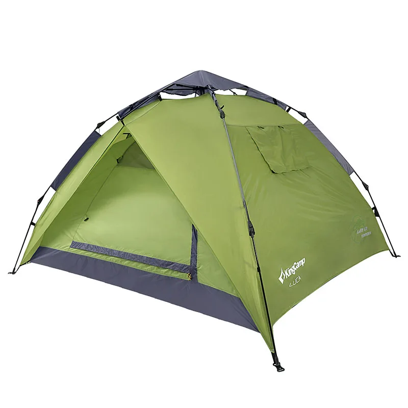 KingCamp Всплывающие палатки кемпинга 3-человек 2-сезона Водонепроницаемый Quick-Up Системы палатки вне помещения, долгий срок эксплуатации, вместительная с двухдверная тумба-тенты - Цвет: Green