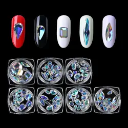 Новый Фэнтези 3D Дизайн ногтей Кристалл Rhinestone Советы плоской формы удлиненные Выпало Стекло цветными камнями DIY маникюр Аксессуары