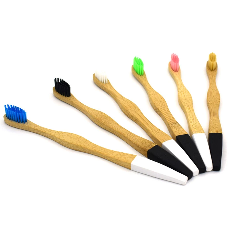 

Lokay 1pcs/box Wavy Organic & 100% Biodegradable Toothbrush Handle Bamboo Toothbrush with Chic Color Paint For Adults
