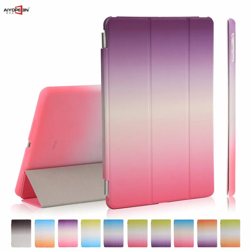 

for ipad air 1 case magnet funda ultra slim gradient pu leather for apple ipad5 with plastic back cover wake up sleep+small gift