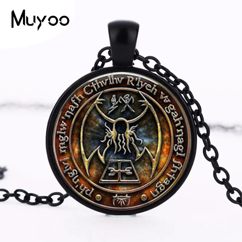 1 шт. Cthulhu R'lyeh Sigil H.P. Ожерелье из стекла с кабошоном Lovecraft HZ1|glass cabochon necklace|cabochon