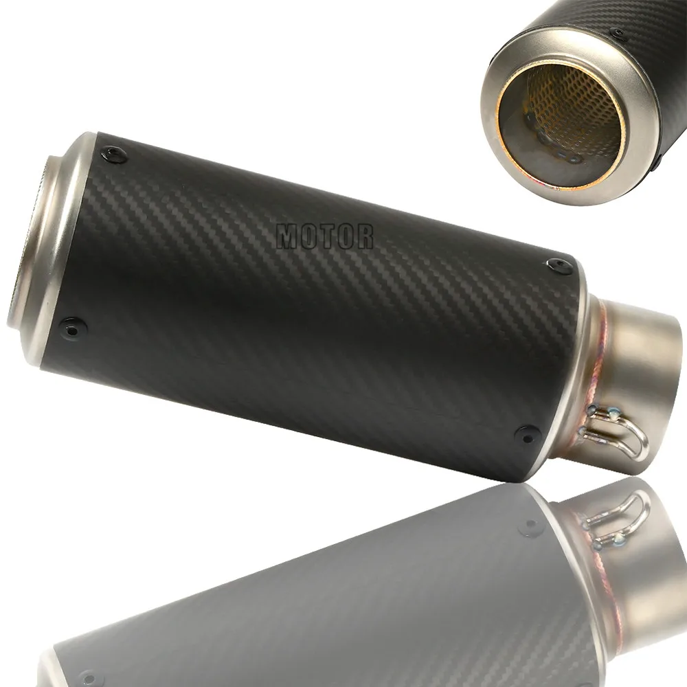 

Universal 61MM Escape Motorcycle Muffler Exhaust Pipe Tail Carbon Firber For Kawasaki ZX6R ZX636R ZX7R ZX9R ZX10 ZX12R ZX14R