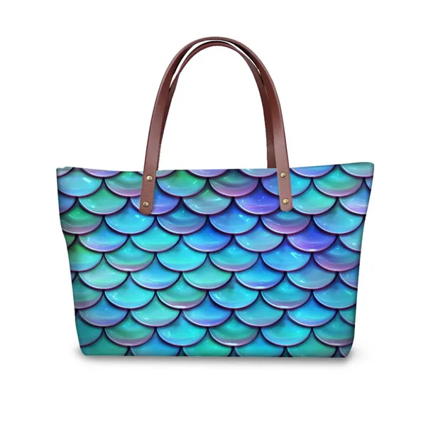 FORUDESIGNS Waterproof Large Street Shoulder Bag for Women Novel Fish Scale 3D Print Shopping HandBag Female Protable Purse - Color: CDYH0575AL