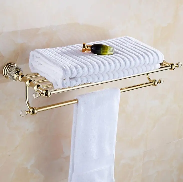 Bathroom Hardware Set Bathroom Hardware Accessories Golden Polished Brass & Crystal Bathroom accessories Bath Hardware Set Towel Rack Towel Bar Paper Holder Soap Dish JM2221
