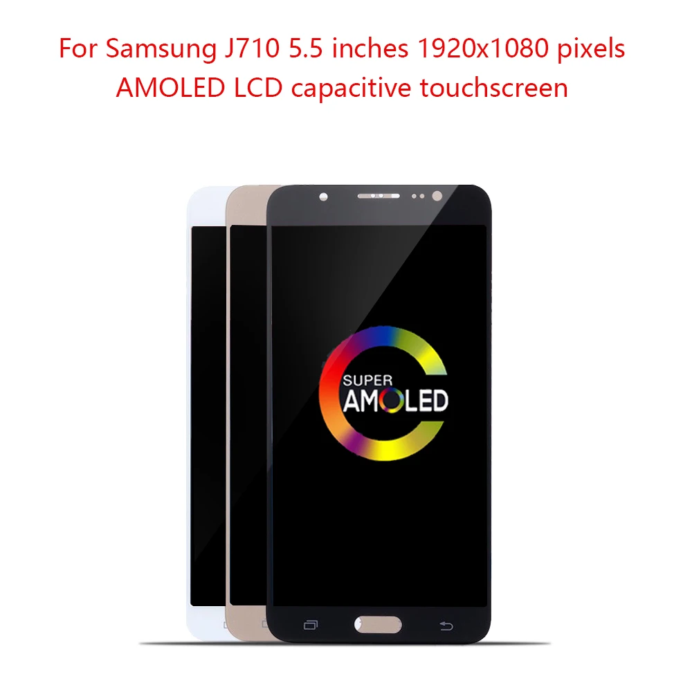 ЖК дисплей AMOLED для SAMSUNG Galaxy J7 2016 J710 сенсорный экран с цифровым преобразователем