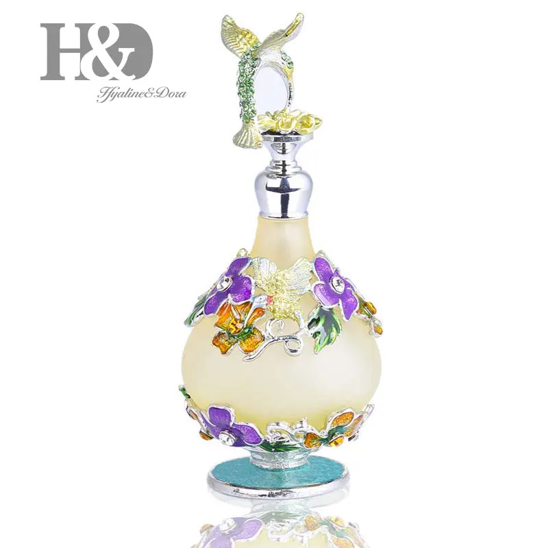 H& D 25 мл многоразовый декоративный стеклянный флакон для духов w/необычный ретро матовый дизайн винтажная пустая бутылка w/фигурка колибри