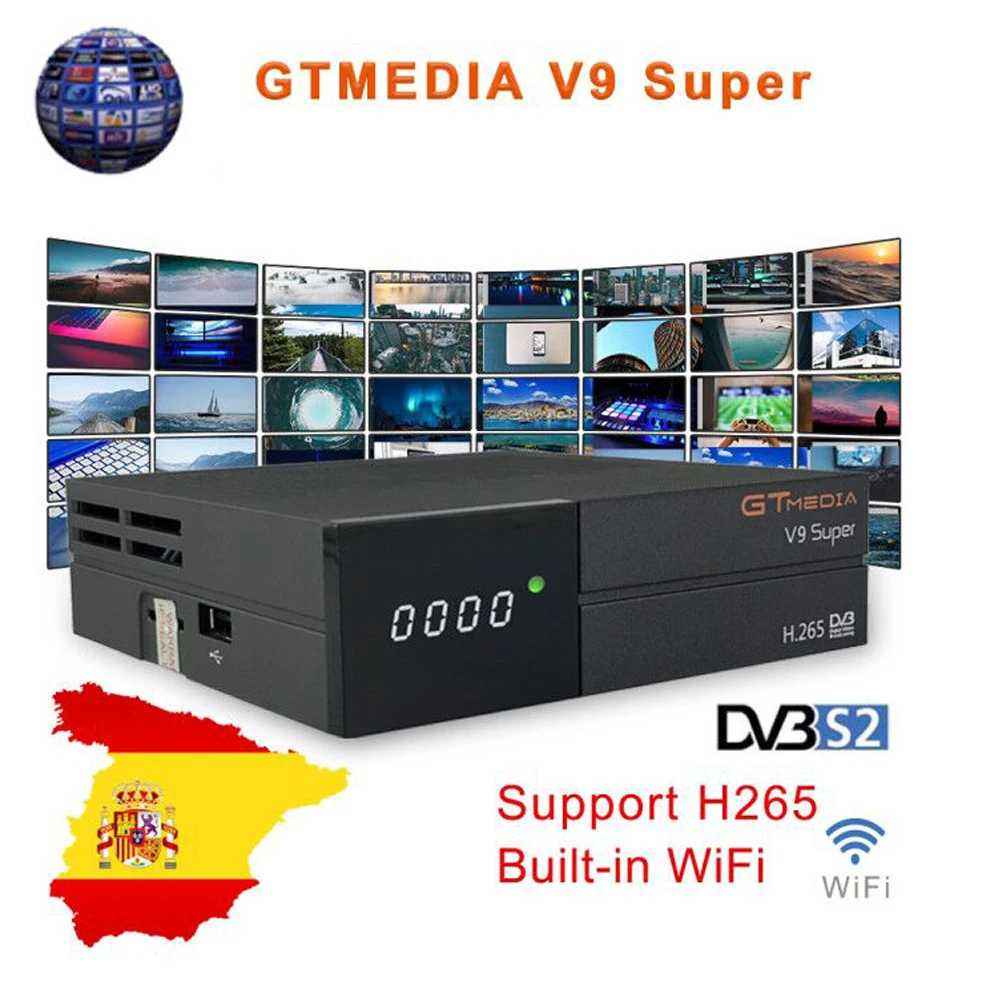 

GTMedia V9 Super Satellite Receiver Bult-in WiFi with 1 Year Spain Europe Cccam Cline Full HD DVB-S2/S Freesat V9 Super Receptor