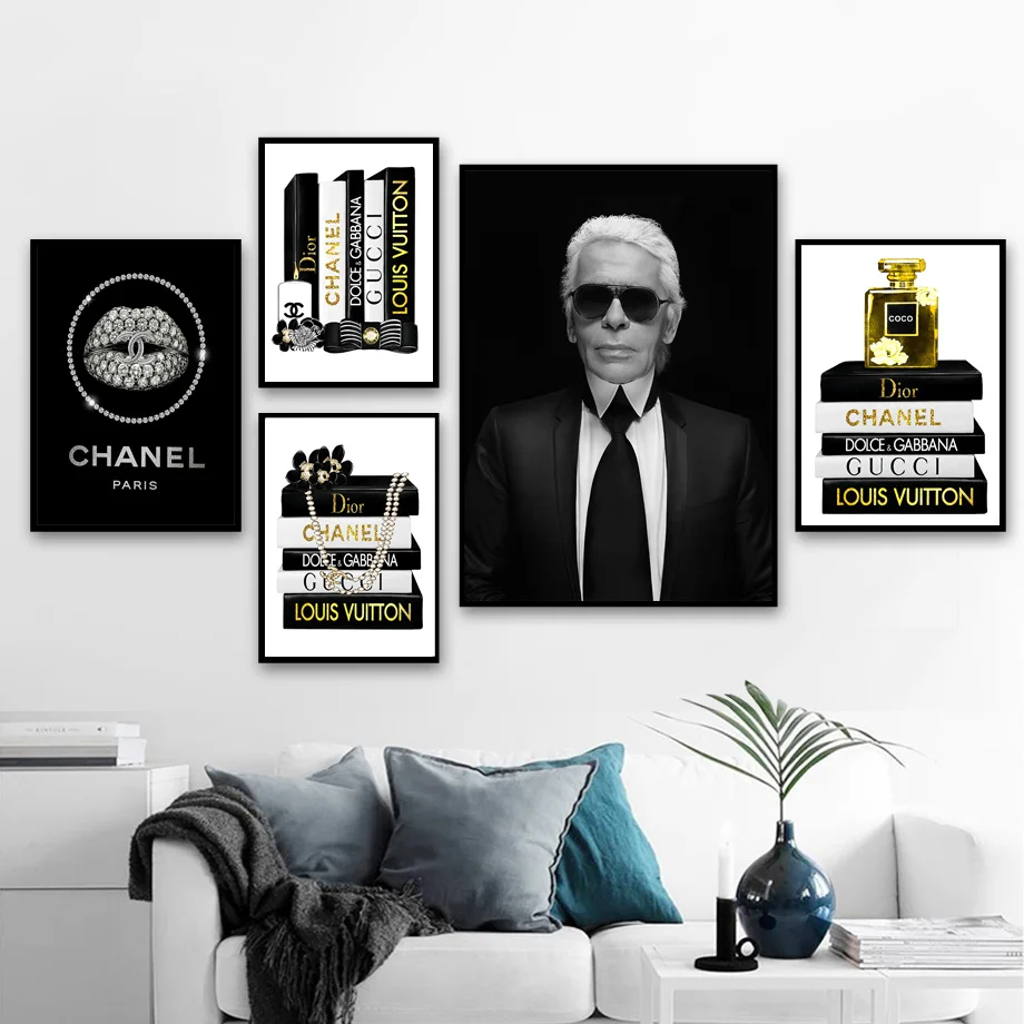 

Fashion Book Paris Perfume Karl Lagerfeld Wall Art Canvas Painting Nordic Posters And Prints Wall Pictures For Living Room Decor