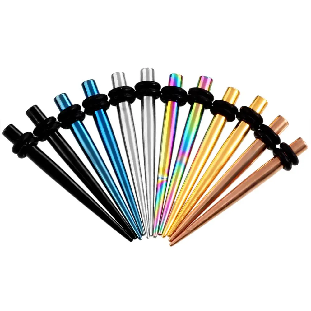 

2Pcs Stainless Steel Titanium Anodized Ear Taper Expander Piercing Assorted Colors Ear Gauge Stretcher Body Jewelry 1.6mm-10mm