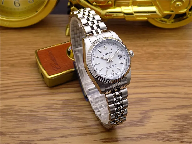 Роскошные Брендовые Часы Реджинальд из Гонконга, женские мужские часы, серебряные часы из нержавеющей стали, водонепроницаемые кварцевые наручные часы