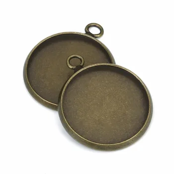 

20pcs/lot Antique Bronze Pendant Tray Copper Round Blank Cbochon Base Fit 10/12/14/16/18/20mm Pendant Settings Cameo Tray